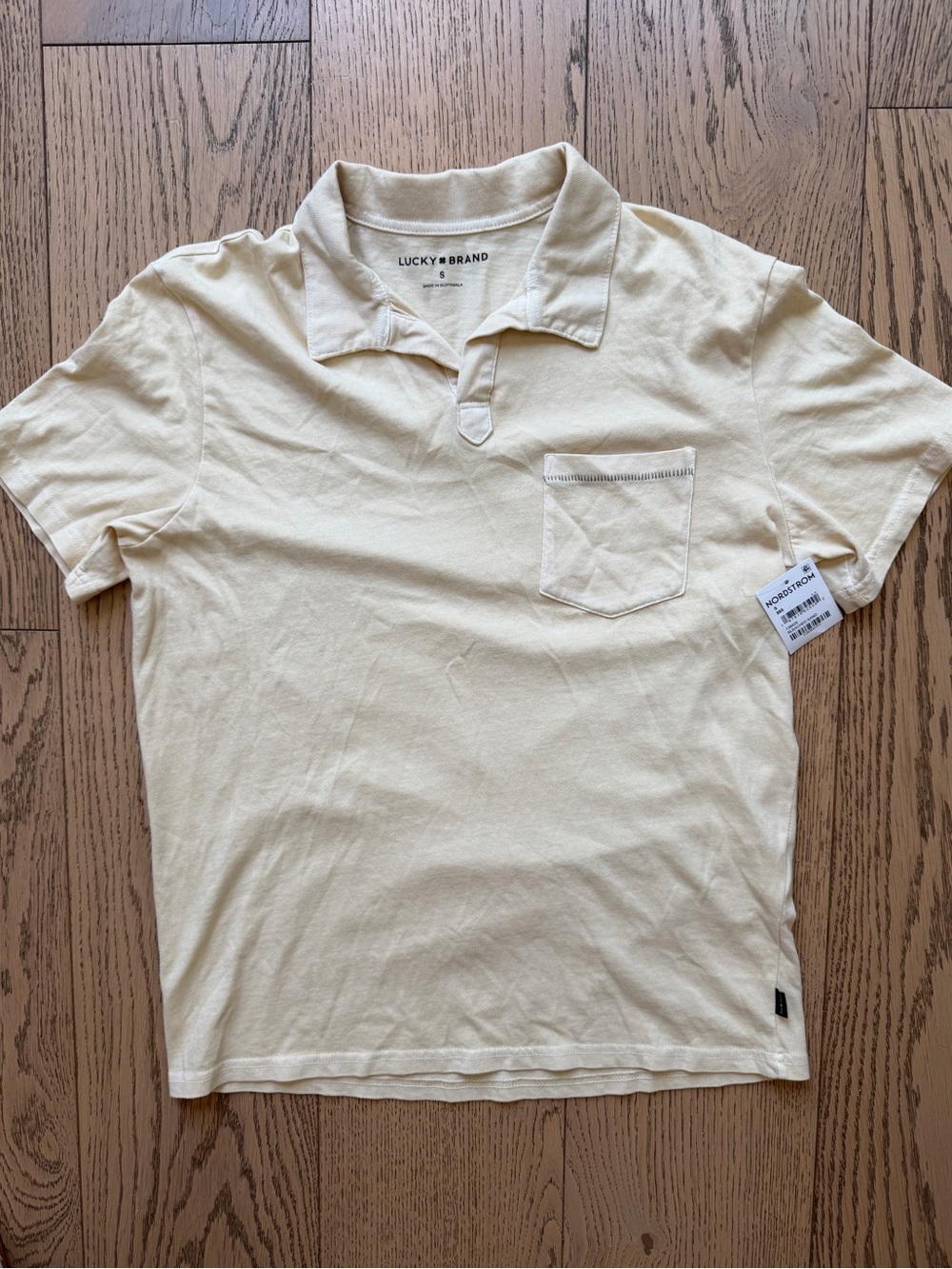 Lucky Brand Men's Pale Yellow Short Sleeve Polo Shirt w/ Pocket NWT